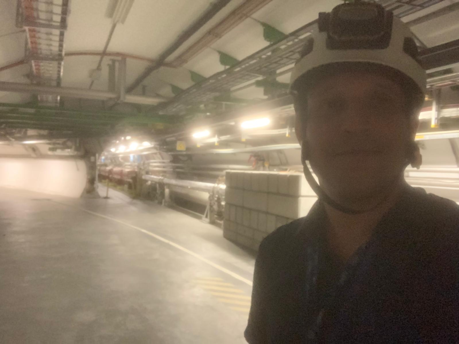 Michael Pitt working in the LHC tunnel